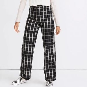 MADEWELL slim Emmett wide leg pants windowpane